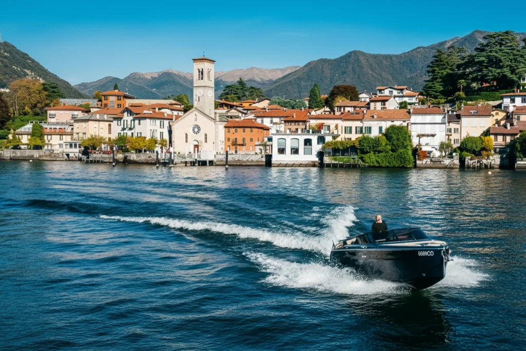 Torno village seen from a private yacht on a Lake Como boat tour