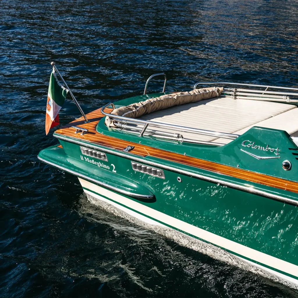 Rear view of Colombo 21 during a private boat tour on lake Como