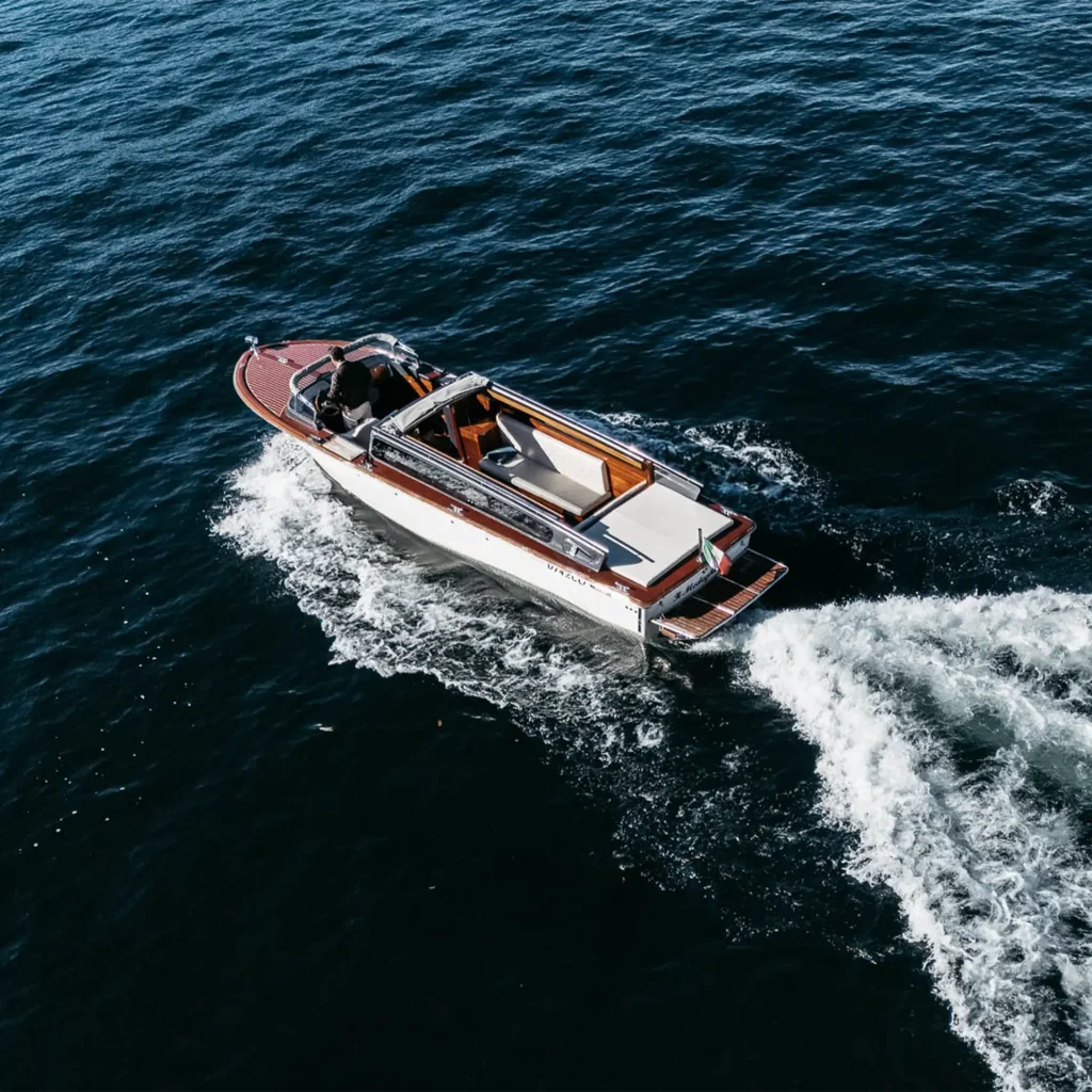 Water taxi ready for a private tour on Lake Como