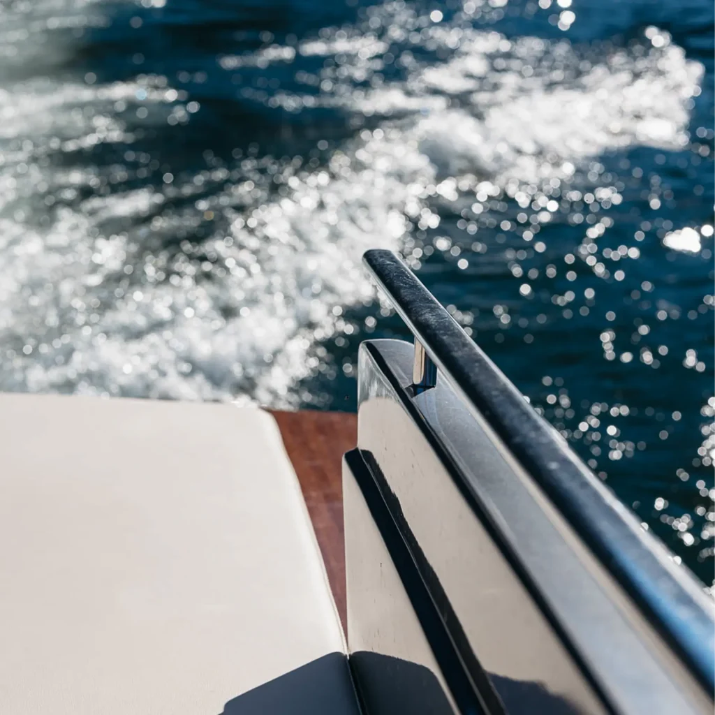 Rear detail of Il Medeghino water taxi on Lake Como