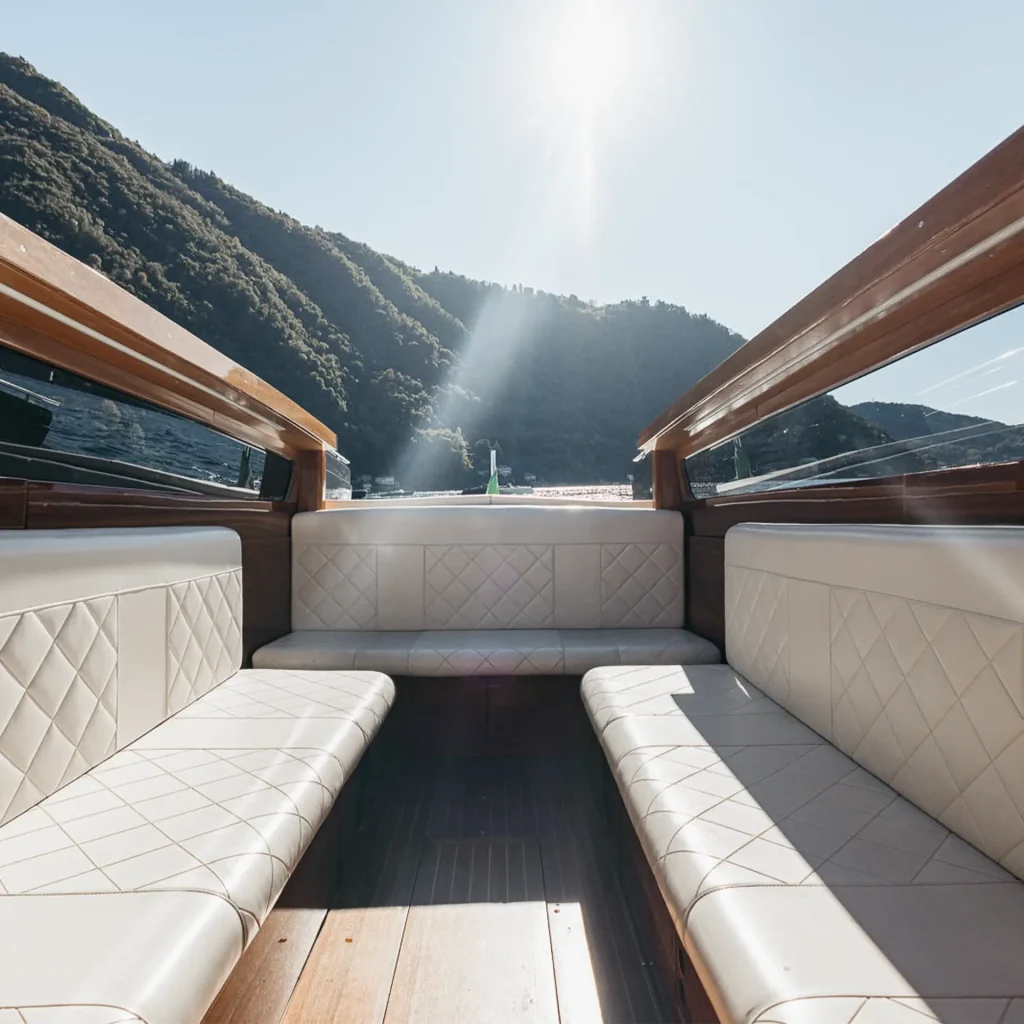 Water taxi seats on Lake Como