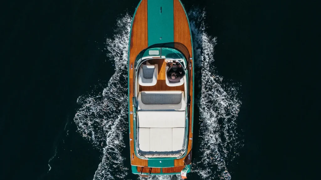 Drone view of classical Colombo 21 on lake Como